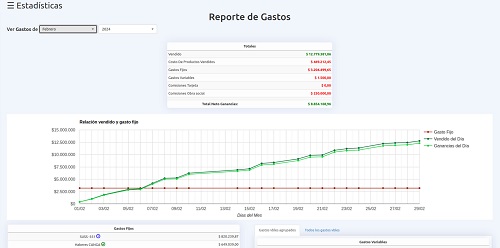 Captura de pantalla del reporte de gastos